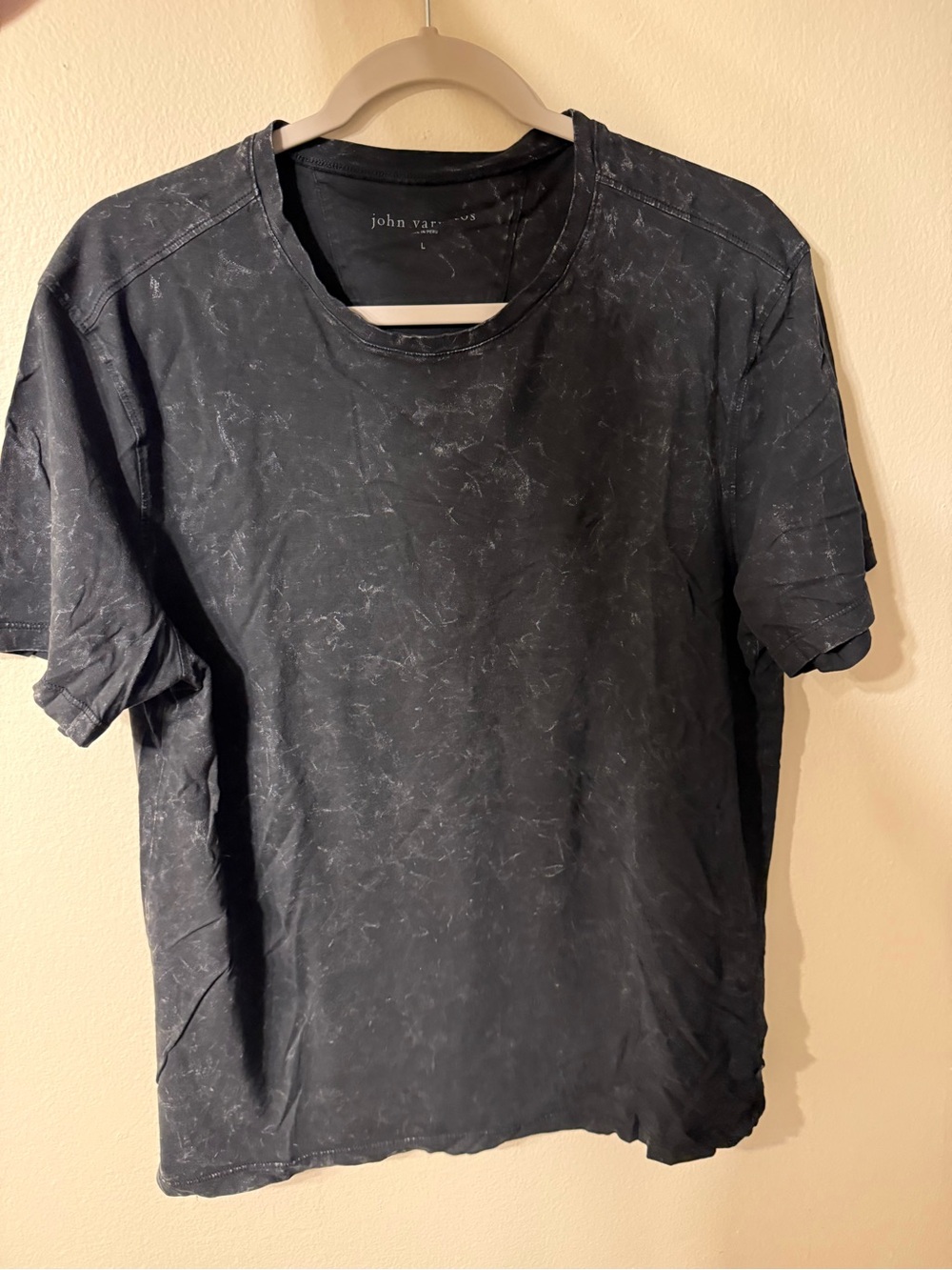 John Varvatos Black Mineral-Wash Short Sleeve Crew Tee